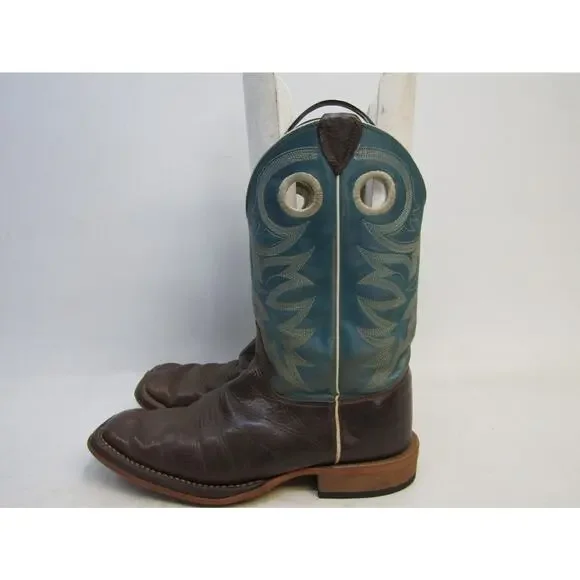JUSTIN Mens Size 8.5 D Blue Brown Leather Western Cowboy Boots Justin Mens Burchett 13in Western Brown/Blue Goat Leather  main image 2